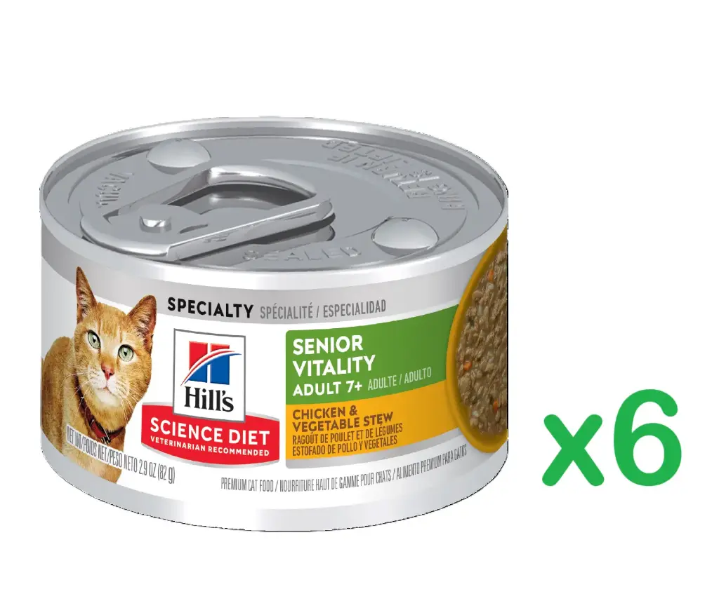 Hill's Science Diet Adult 7+ Senior Vitality Chicken & Vegetable Stew Cat Food 2.9oz x6