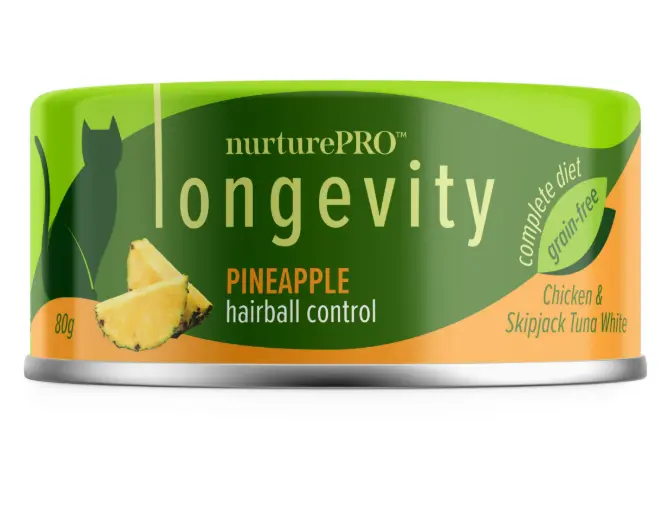 Nature Pro Longevity Grain-Free Hairball Control (Chicken & Skipjack Tuna White Meat with Pipeapple) Canned Cat Food 80g