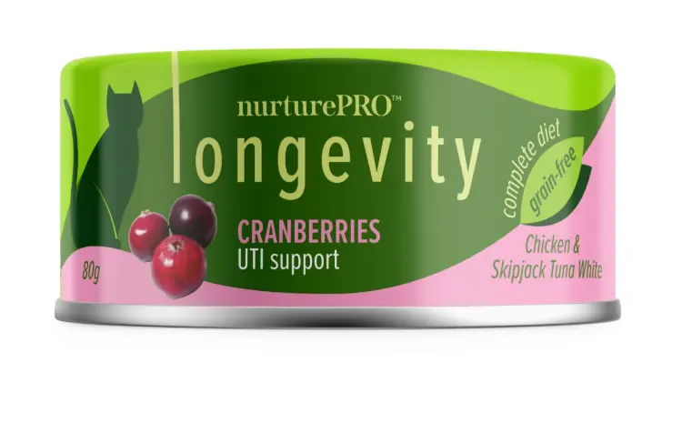 Nurture Pro Longevity Grain-Free UTI Suport (Chicken & Skipjack Tuna White Meat with Cranberries) Canned Cat Food 80g