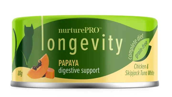 Nature Pro Longevity Grain-Free Digestive Suport (Chicken & Skipjack Tuna White Meat with Papaya) Canned Cat Food 80g