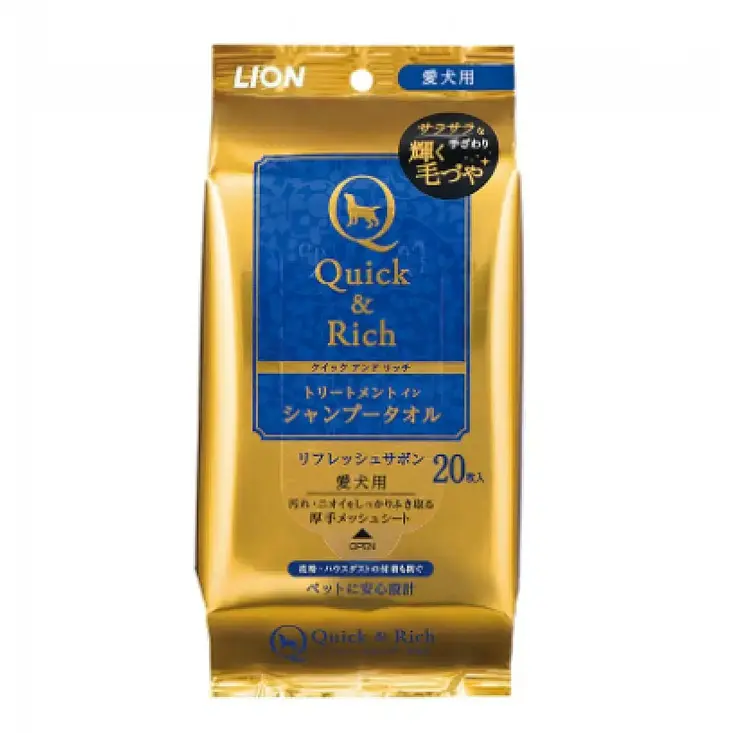 Lion Quick & Rich 100%食材原料 犬用抹身濕紙巾 (肥皂味) 20片