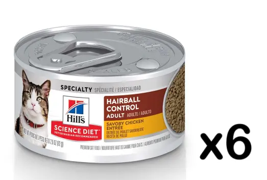 Hill's Science Diet Adult Hairball Control Savory Chicken Entrée Canned Cat Food 2.9 oz x 6Cans
