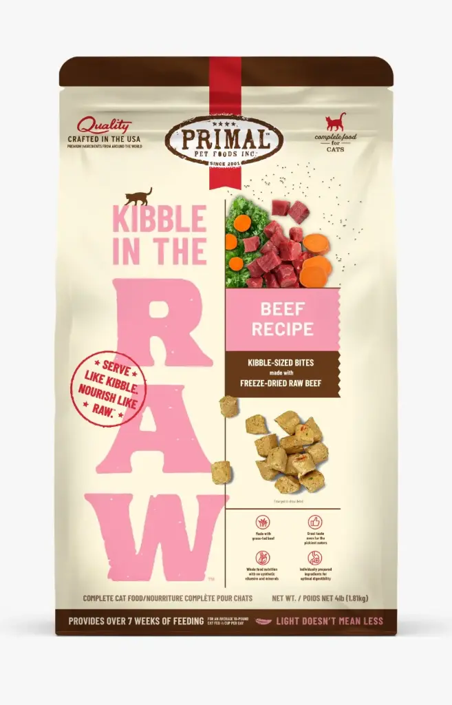 Primal Kibble In the Raw Beef Freeze-Dried Cat Food 1.5lb