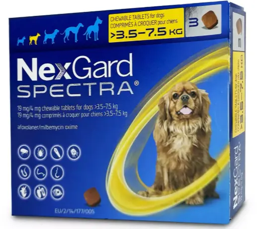 NexGard SPECTRA 驅蟲 咀嚼片(>3.5 - 7.5公斤的小型犬用)