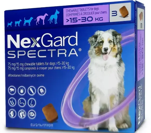 NexGard SPECTRA (Flea, Tick, Heartworm and Worm Prevention) Chewables For Dogs L (>15 - 30kg)