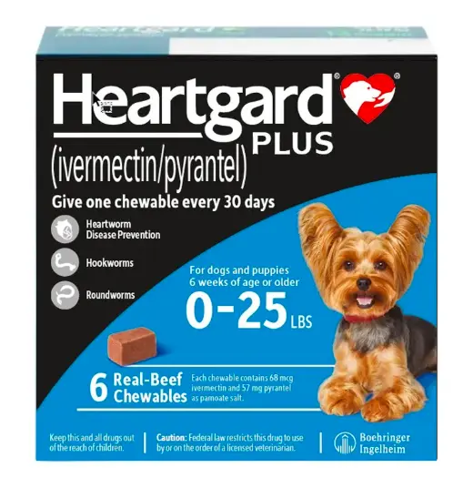 Heartgard Plus Chewables for Dogs S (Up to 25lbs - Blue)