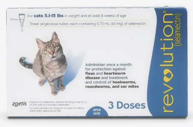 Revolution Flea and Worm Prevention For Cats  (5.1-15lb) #Blue