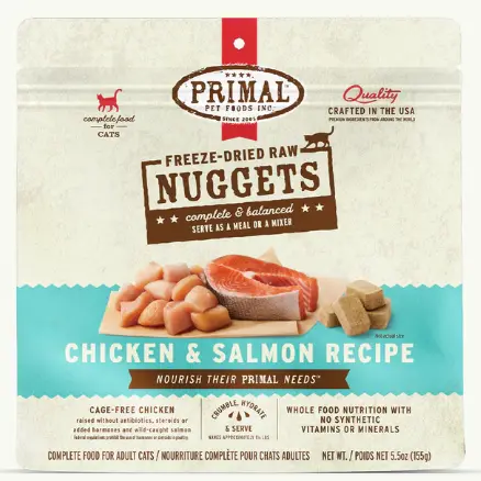 Primal Freeze-Dried Raw Nuggets Chicken & Salmon Recipe Cat Food 5.5oz