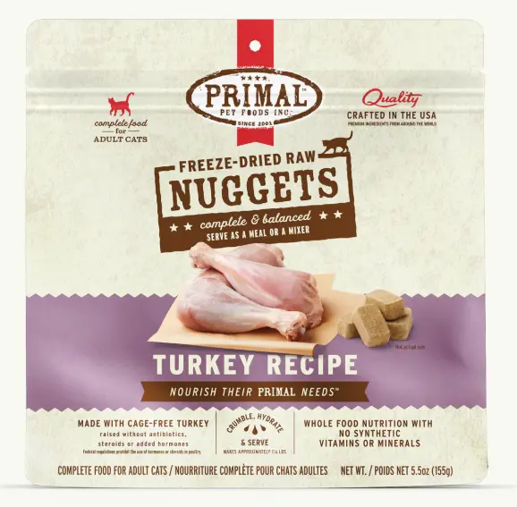 Primal Freeze-Dried Raw Nuggets Turkey Recipe Cat Food 5.5oz