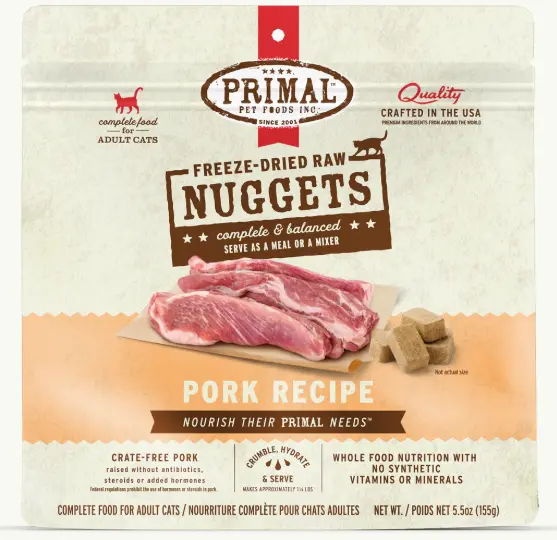 Primal Freeze-Dried Raw Nuggets Pork Recipe Cat Food 5.5oz