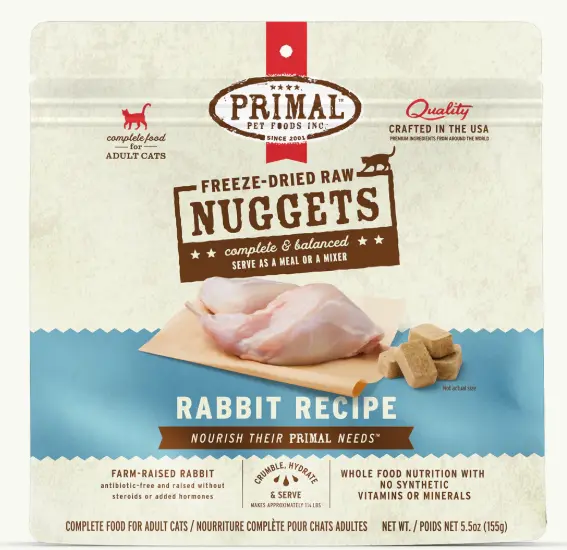 Primal Freeze-Dried Raw Nuggets Rabbit Recipe Cat Food 5.5oz