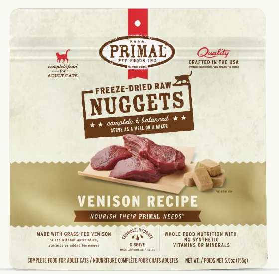 Primal Freeze-Dried Raw Nuggets Venison Recipe Cat Food 5.5oz