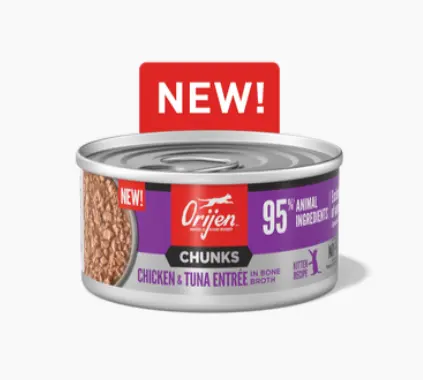 Orijen Kitten Chunks & Shreds, Chicken & Tuna Recipe Complete Canned Cat Food 85g