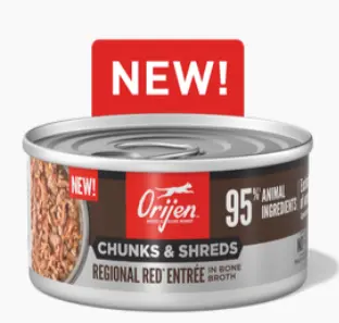 Orijen Chunks & Shreds Regional Red Entrée Complete Canned Cat Food 155g
