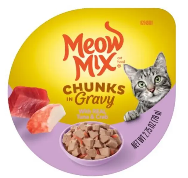 Meow Mix Chunks In Tuna & Crab Flavor Cupped Cat Food 78g