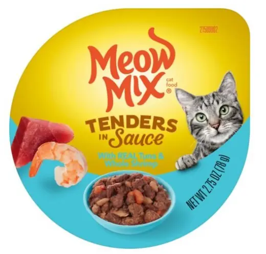 Meow Mix Tenders in Sauce With Real Tuna & Whole Shrimp Flavor Cupped Cat Food 78g