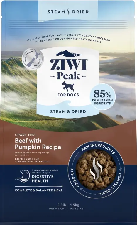 Ziwi Peak Grass-fed Beef with Pumpkin Recipe Steam & Dried Dog Food 1.5kg
