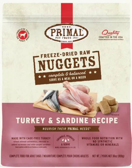 Primal Freeze Dried Turkey & Sardine Formula Dog Food 30oz  