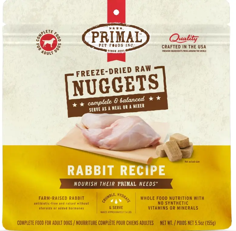 Primal Freeze Dried Raw Nuggets Rabbit Recipe Dog Food 5.5oz