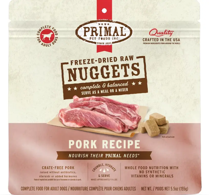 Primal Freeze Dried Raw Nuggets Pork Recipe Dog Food 5.5oz