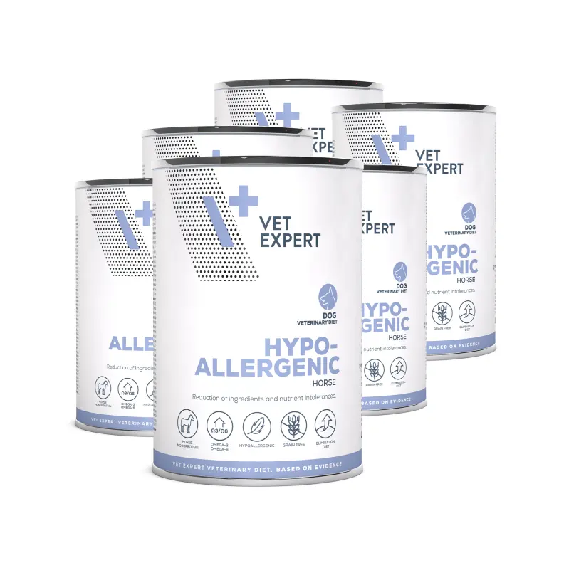 Vet Expert V+ 低敏(馬肉)處方 狗罐頭 400g *6