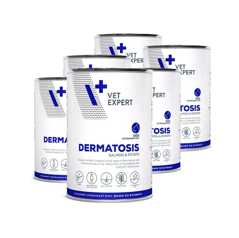 Vet Expert V+ Prescription Diet Dermatosis (Salman & Potato) Canned Dog Food 400g *6