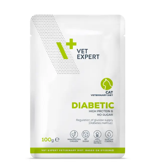 Vet Expert V+ Diabetic Cat Pouch 100g*12