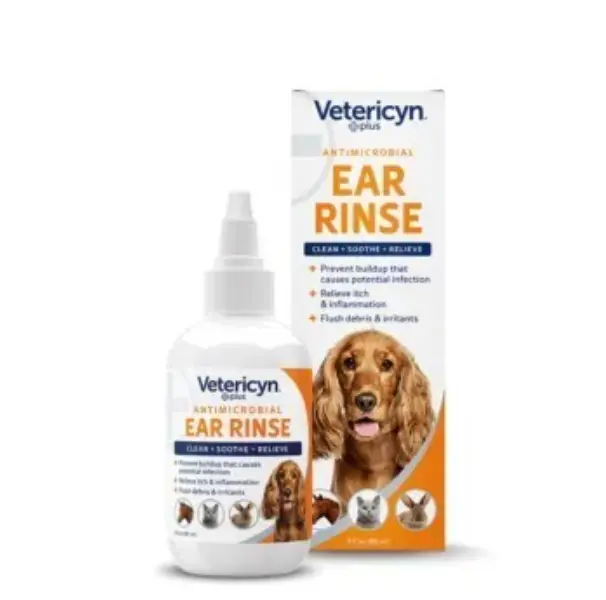 Vetericyn Plus Antimicrobial Ear Rinse for Cats and Dogs 3oz 