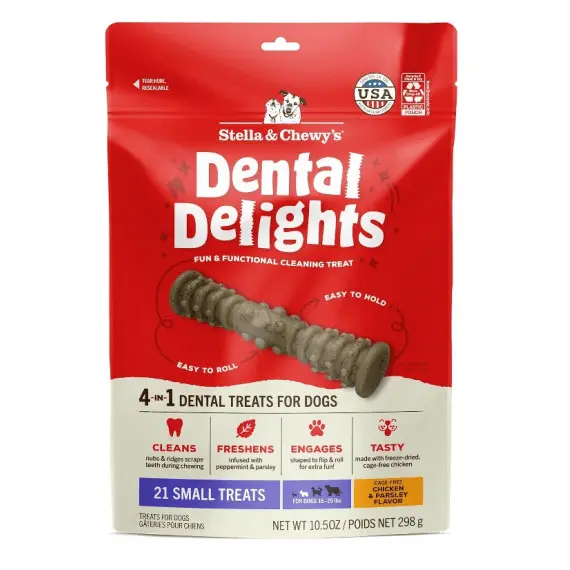 Stella & Chewy's Dental Delights Chicken & Parsley Flavor For Small Dogs 21Treats (Big) 10.5oz (298g)