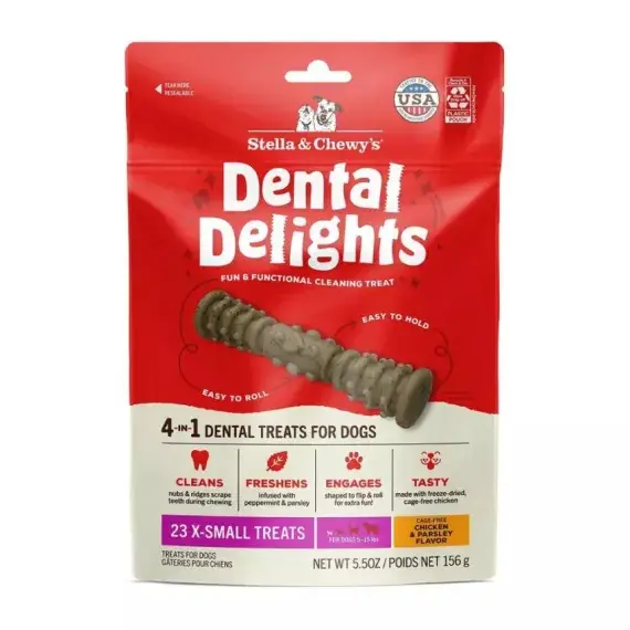 Stella & Chewy's Dental Delights Chicken & Parsley Flavor For Dogs 23 Treats (X-Small) 5.5oz (156g)