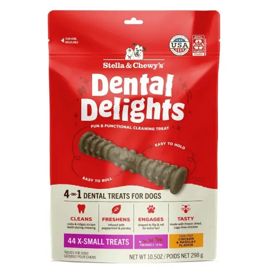 Stella & Chewy's Dental Delights Chicken & Parsley Flavor For Dogs 44 Treats (X-Small) 10.5oz